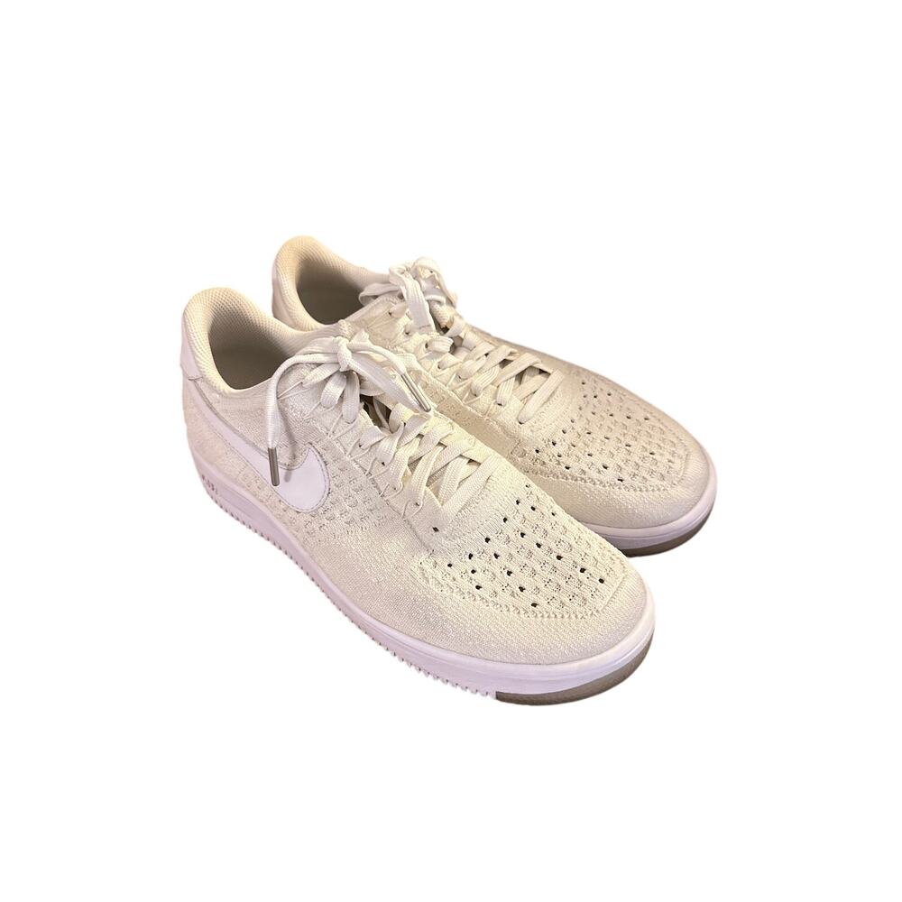 Men 12 Nike Air Force One Ultra FlyKnit Low Triple White Knit Sneakers Shoes